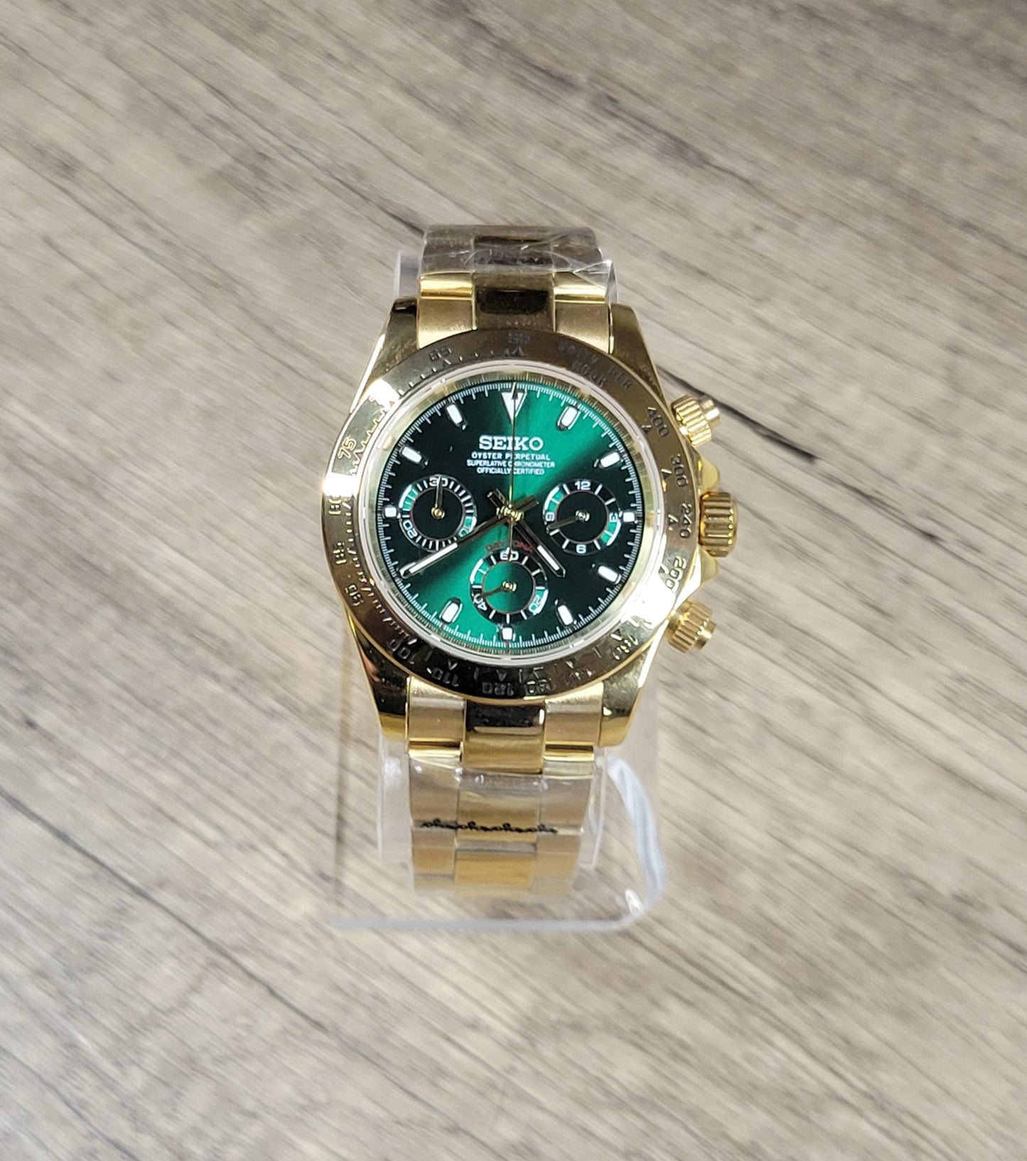 Custom Seiko Daytona Mod, Gold/Green