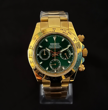 Custom Seiko Daytona Mod, Gold/Green