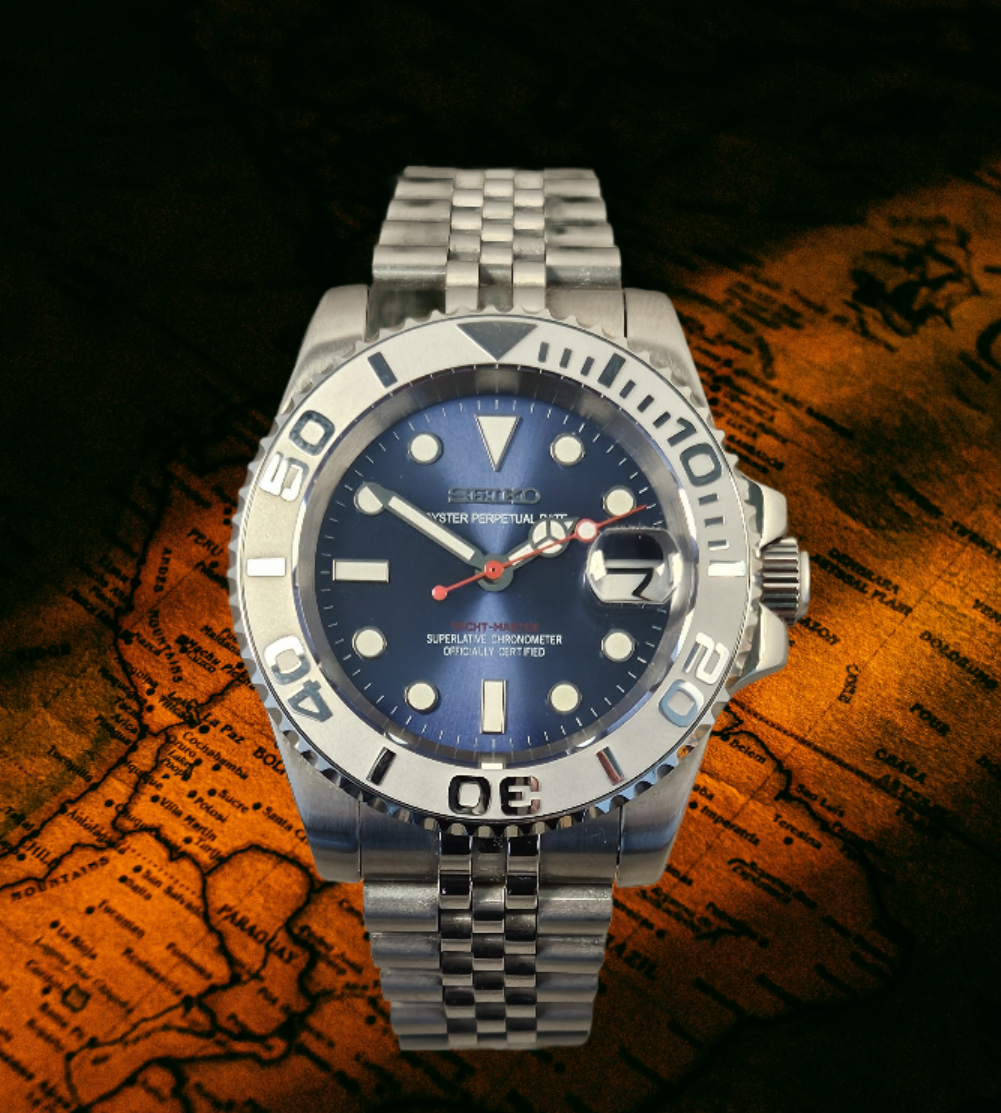 Yachtmaster Seiko Custom Mod Watch, Blue