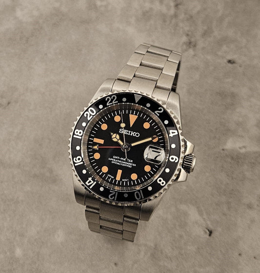 Custom Mod Watch GMT Vintage Style dial and Aluminum Bezel - Sunshine Custom Watch
