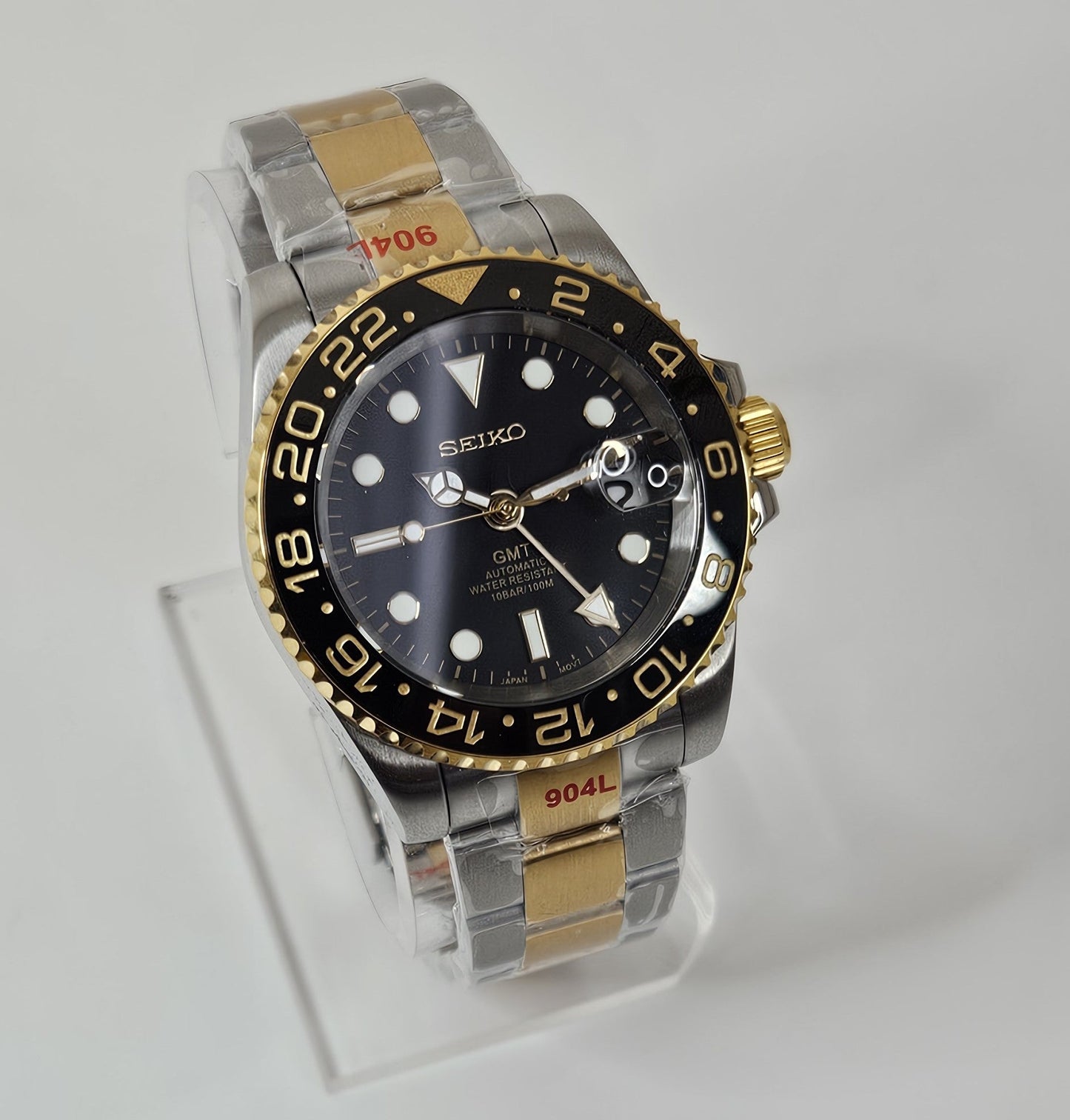 GMT Two Tone Seiko Custom Mod Watch - Sunshine Custom Watch