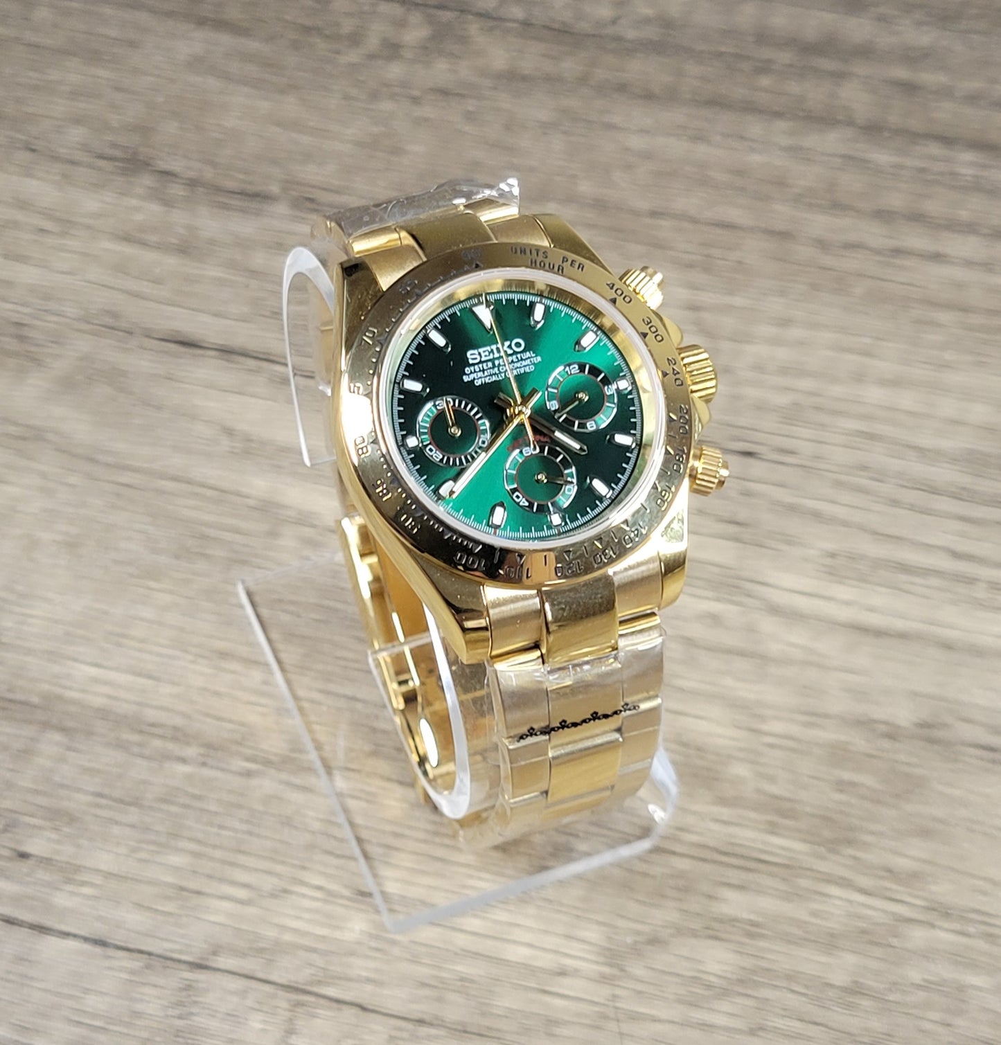 Custom Seiko Daytona Mod, Gold/Green