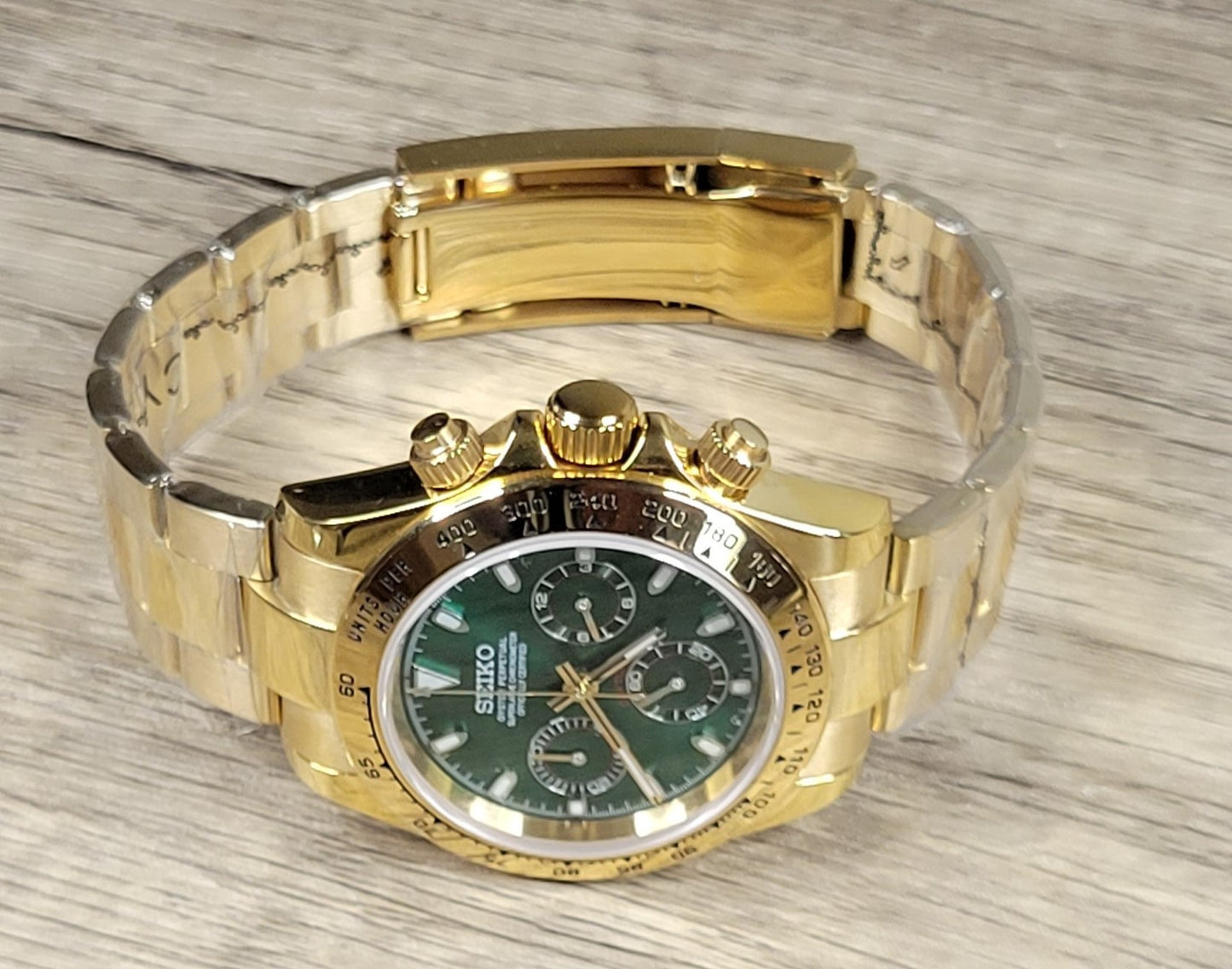 Custom Seiko Daytona Mod, Gold/Green