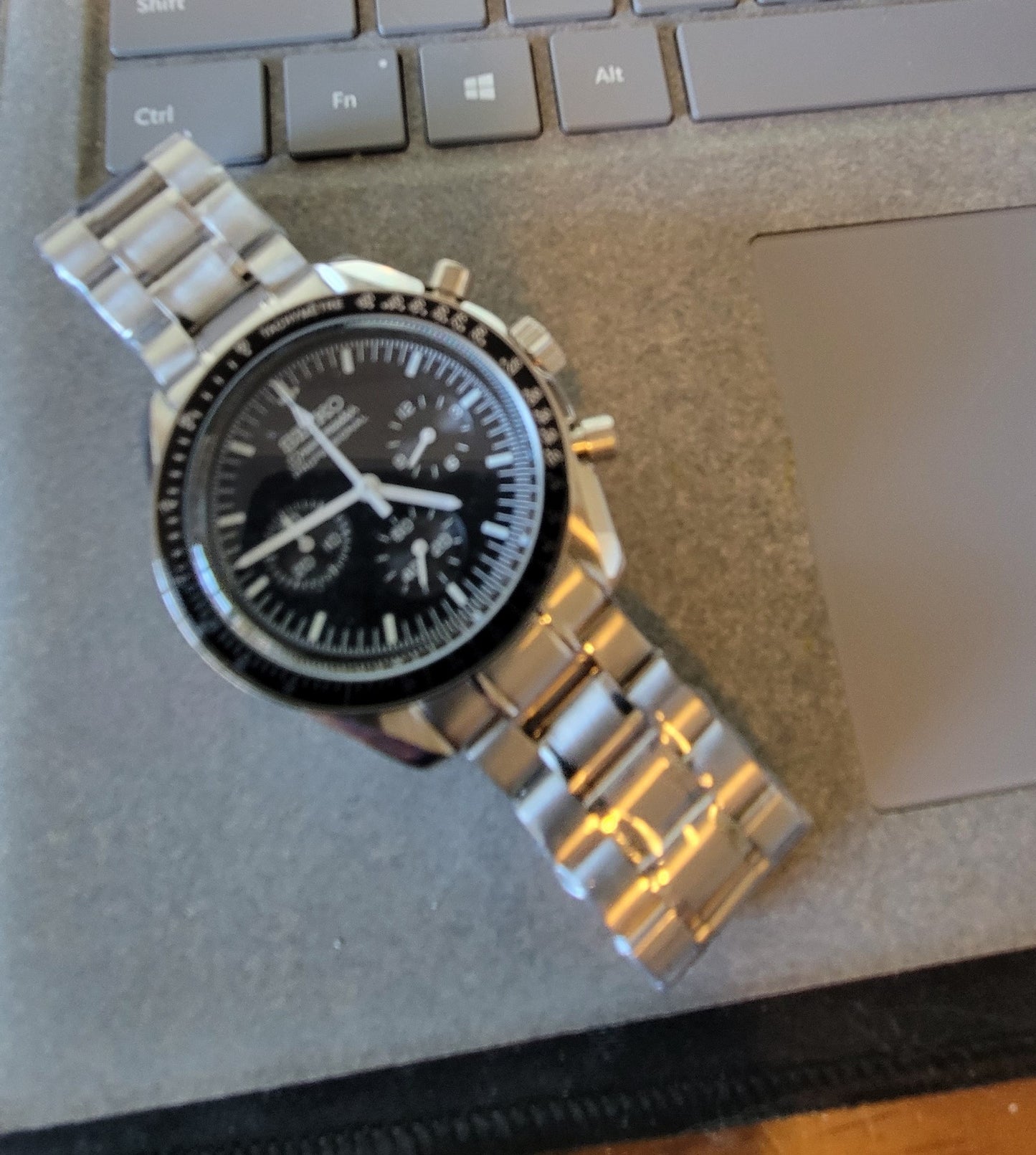 Custom Seiko "Speedmaster" Mod Watch, Black / White