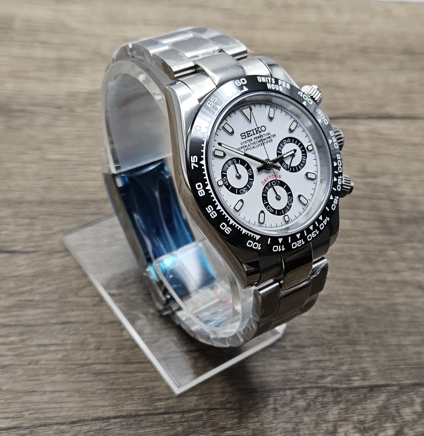 Custom Seiko Daytona Mod Watch, White