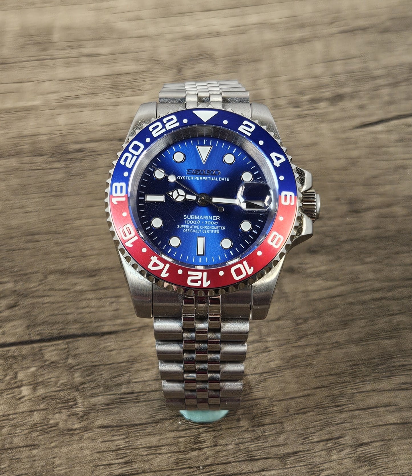 Seiko Custom Mod Watch, Blue (Pepsi)