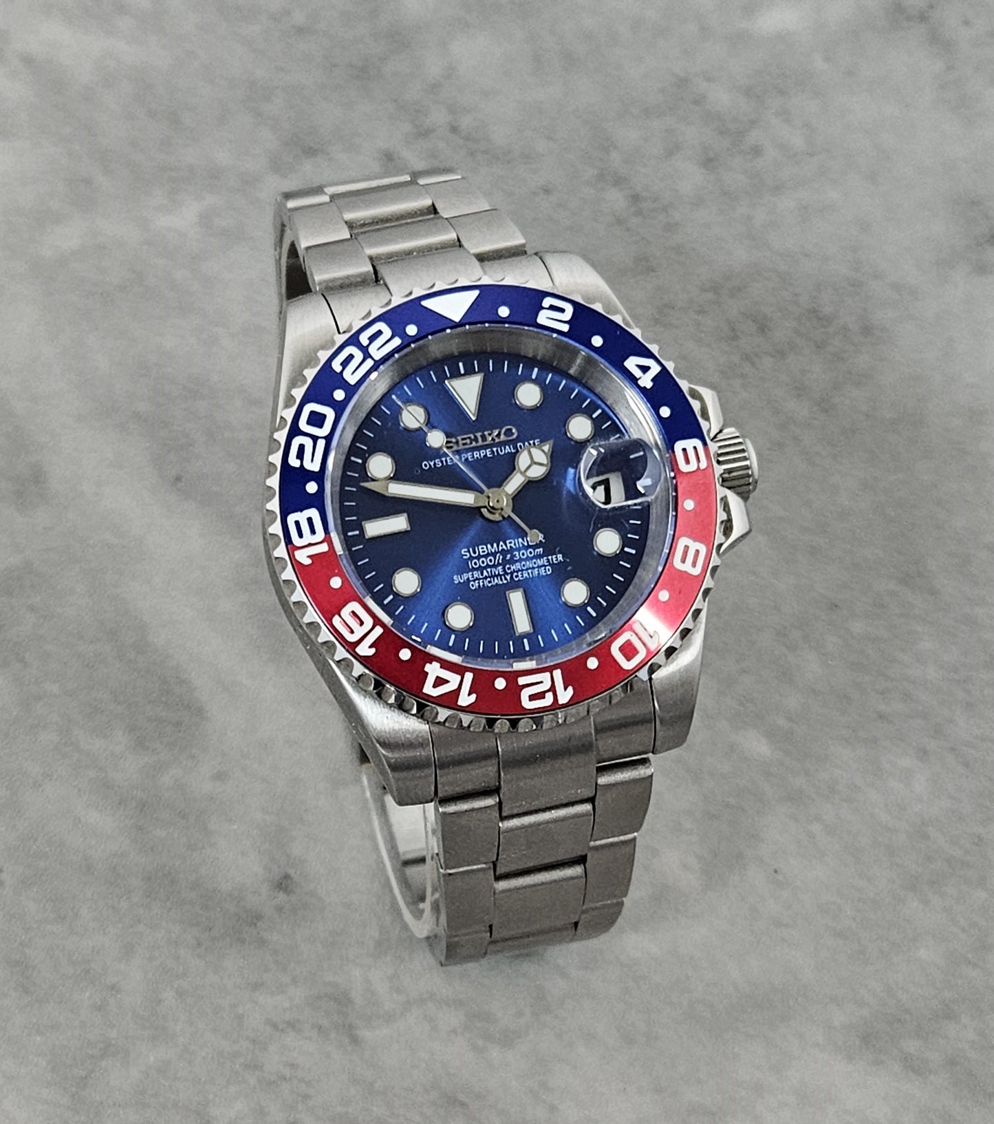 Seiko Custom Mod Watch, Blue (Pepsi)