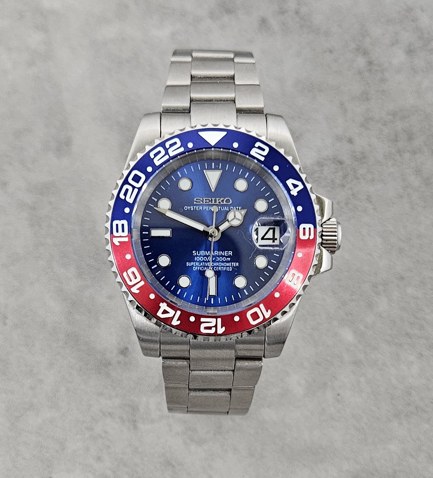 Seiko Custom Mod Watch, Blue (Pepsi)