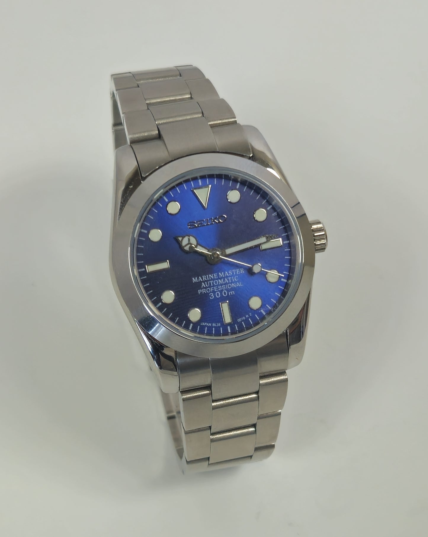 Explorer Seiko Mod Watch, Blue MM Dial