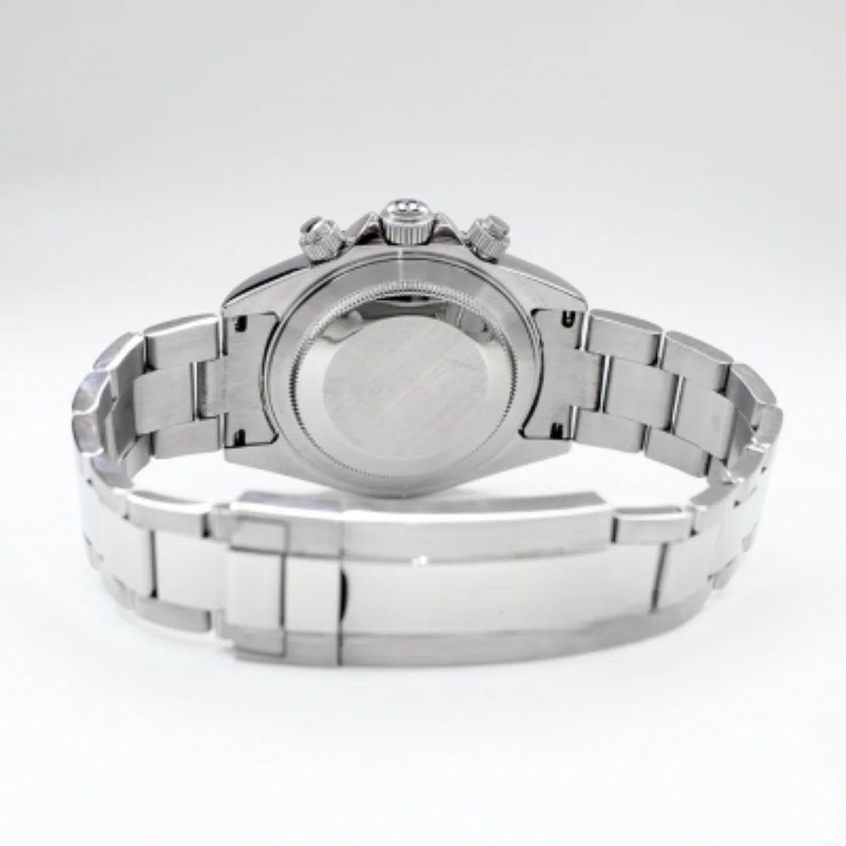 Silver wristwatch on a white background