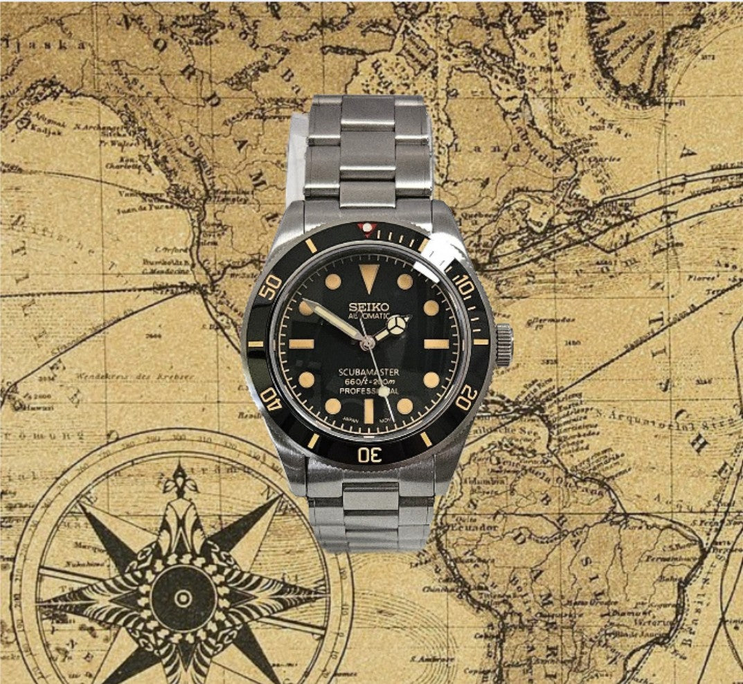 Seiko watch on a vintage map background