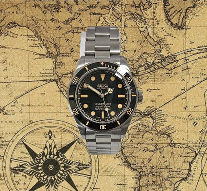 Seiko watch on a vintage map background