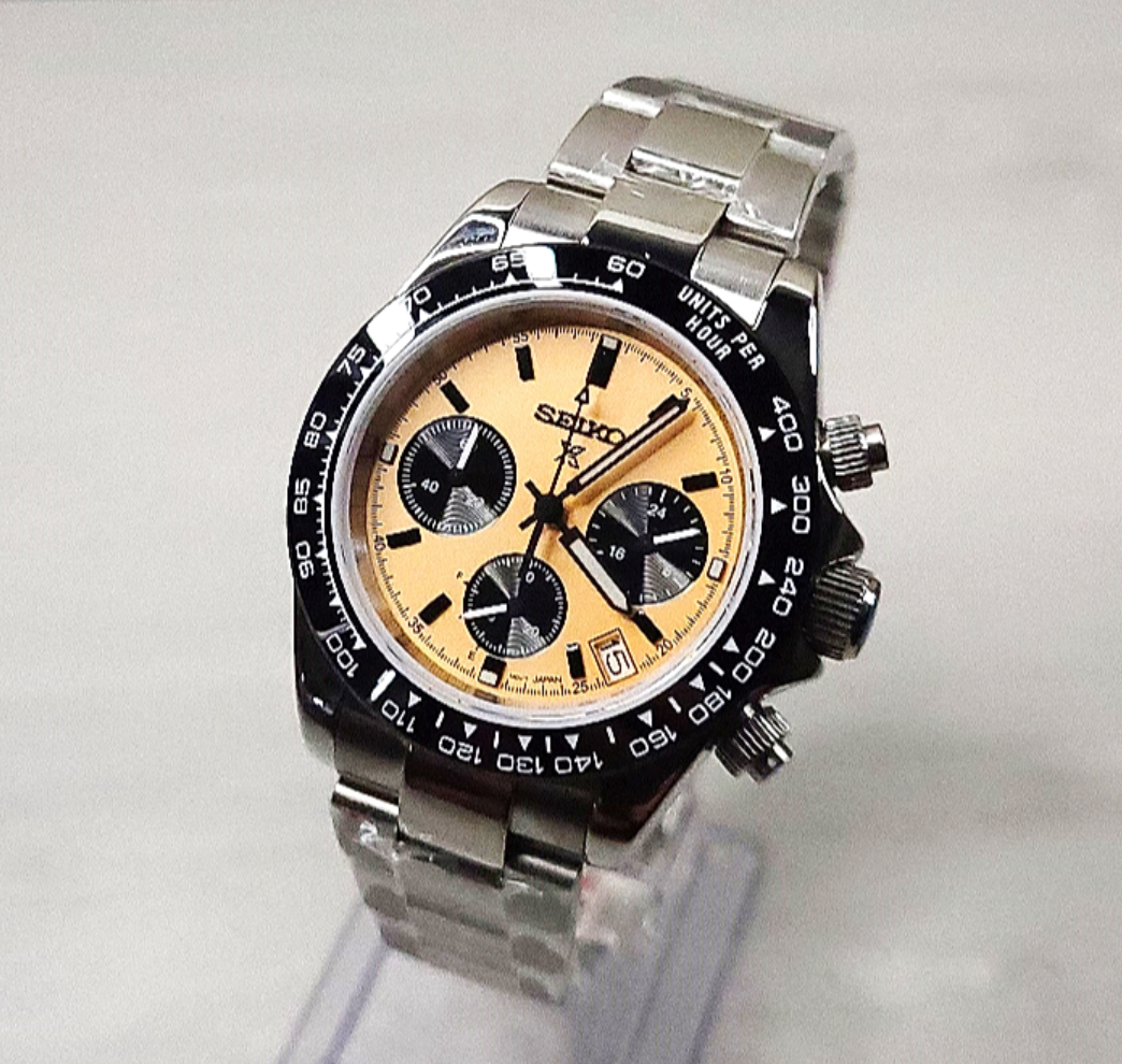 Custom Seiko Daytona Mod Watch, Panda