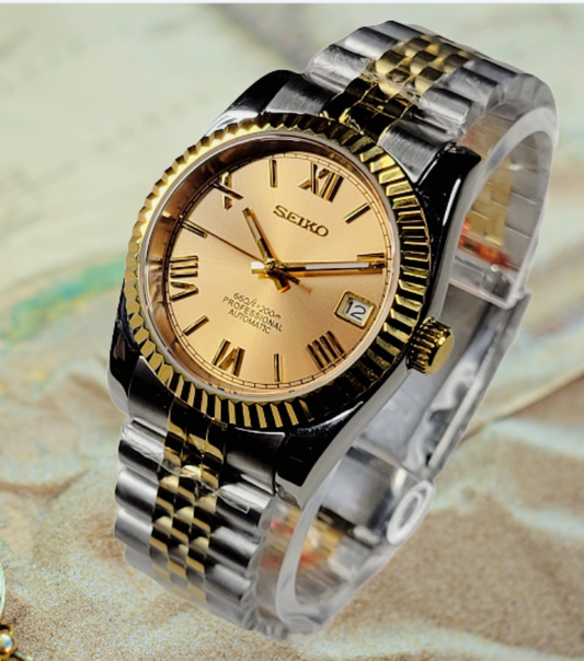 Fluted Seiko Custom Mod Watch, Various Colors, Roman