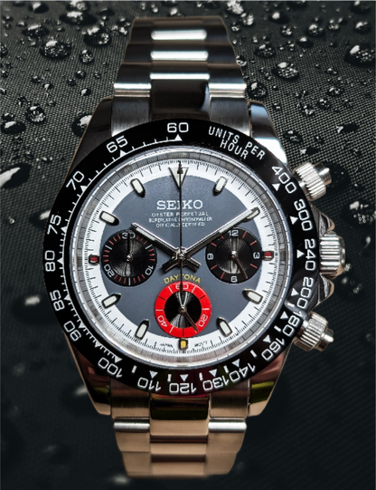 Custom Seiko Daytona Mod Watch, Mid Blue