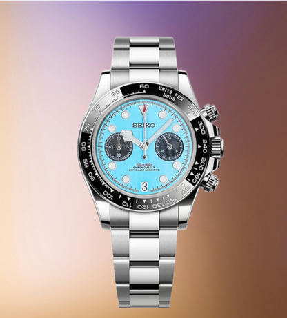 NEW!! Custom Seiko BB Chrono Mod Watch, Sky Blue