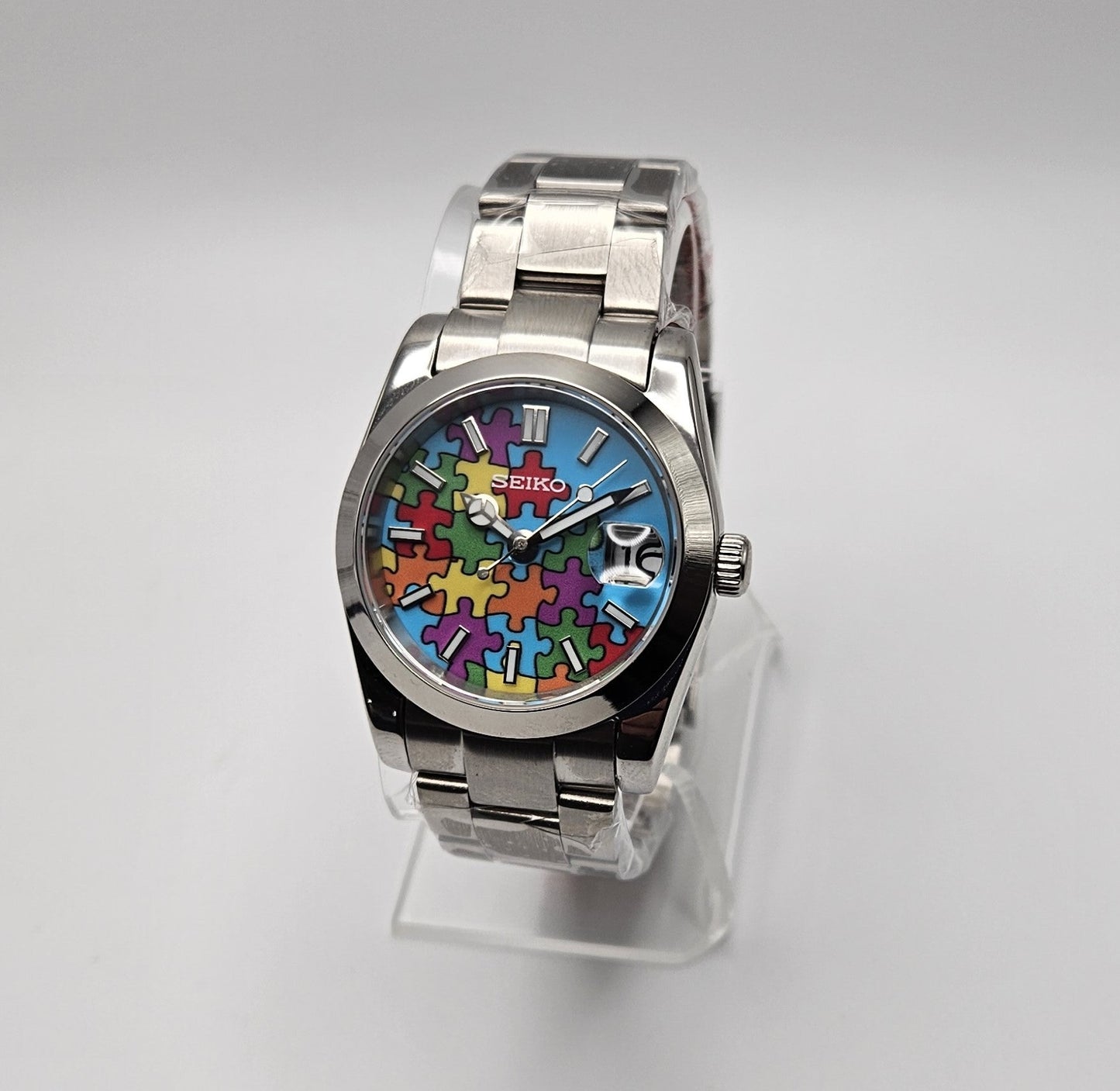 Explorer Case Seiko Custom Mod Watch, Jigsaw Dial - Sunshine Custom Watch