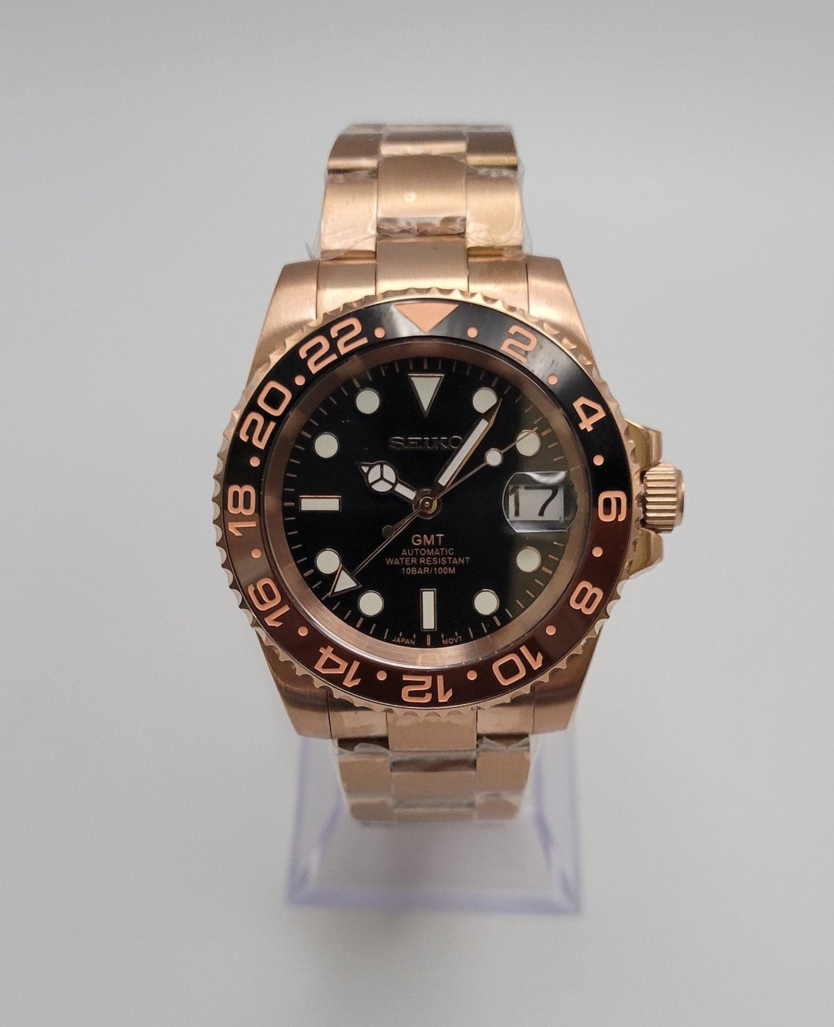 GMT Rootbeer Seiko Custom Mod Watch - Sunshine Custom Watch