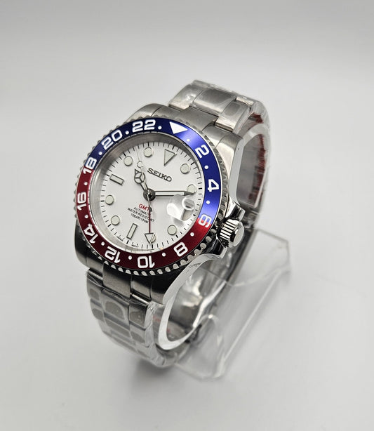 GMT Custom Mod Watch | White Pepsi