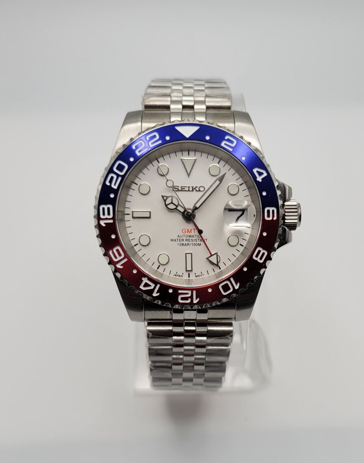 GMT White Pepsi Seiko Custom Mod Watc - Sunshine Custom Watch