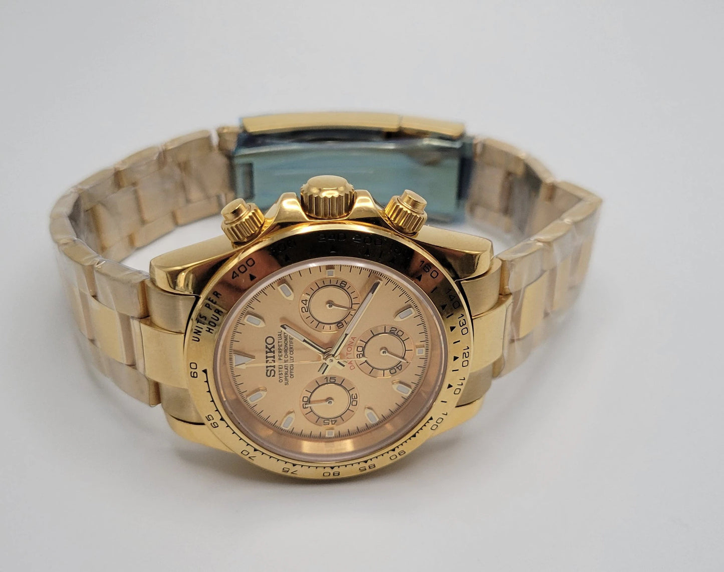 Custom Seiko Daytona Mod Watch, Gold