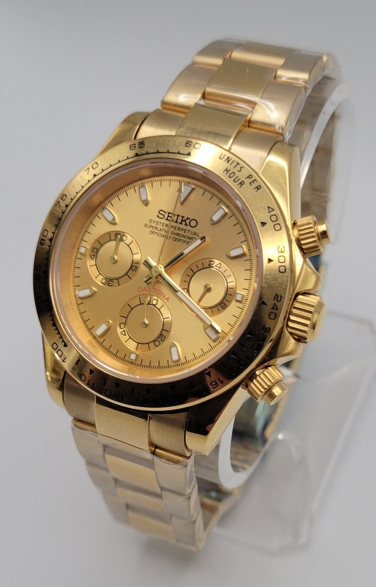 Custom Seiko Daytona Mod Watch, Gold