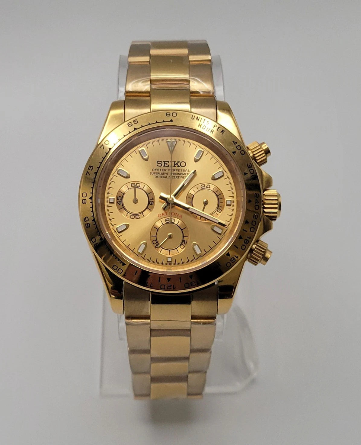 Custom Seiko Daytona Mod Watch, Gold