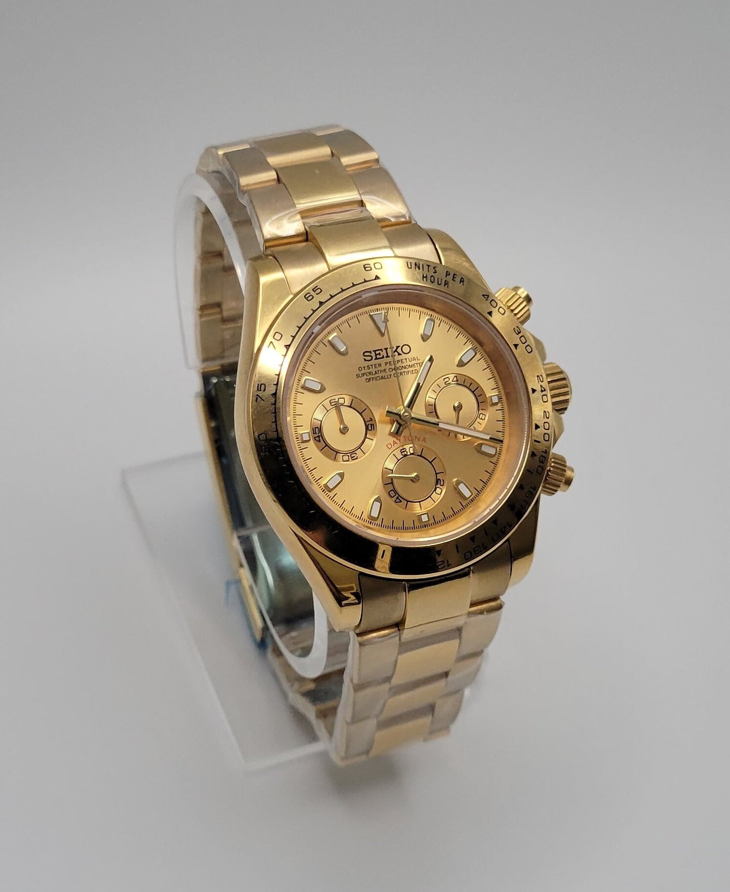 Custom Seiko Daytona Mod Watch, Gold