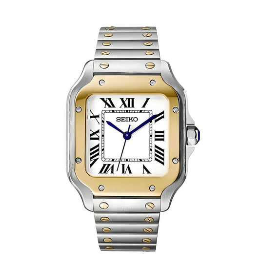 Seiko Mod Watch - Santos Two Tone White
