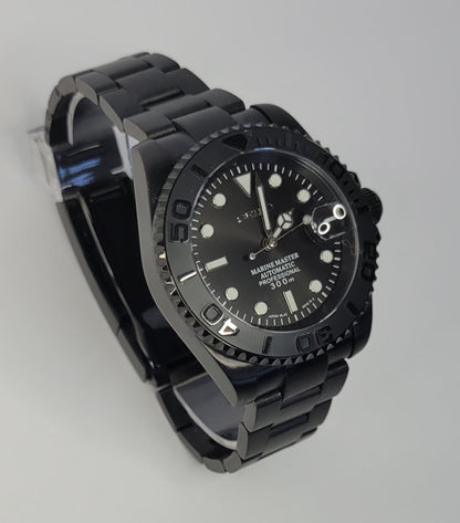 Seiko Custom Mod Watch Black Case, Black Ceramic Bezel, Sapphire - powered by NH35 Automatic Movement - Sunshine Custom Watch