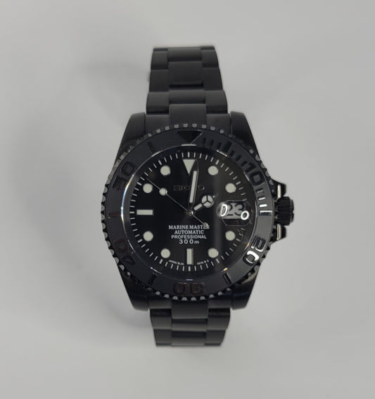 Seiko Custom Mod Watch Black Case, Black Ceramic Bezel, Sapphire - powered by NH35 Automatic Movement - Sunshine Custom Watch