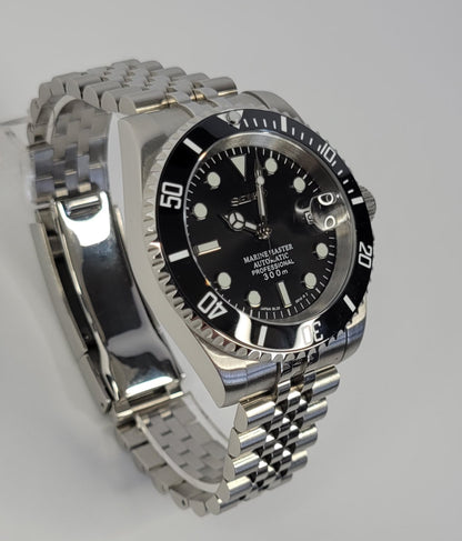 Seiko Custom Mod Watch Black Dial, Black Ceramic Bezel, Sapphire - powered by NH35 Automatic Movement - Sunshine Custom Watch