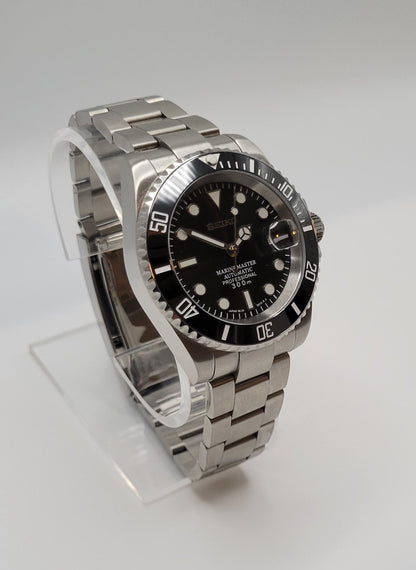 Seiko Custom Mod Watch Black Dial, Black Ceramic Bezel, Sapphire - powered by NH35 Automatic Movement - Sunshine Custom Watch