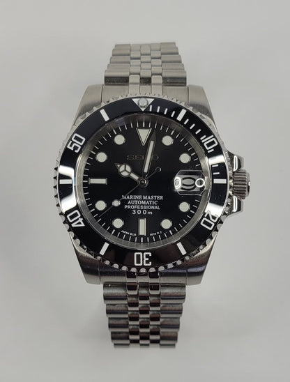 Seiko Custom Mod Watch Black Dial, Black Ceramic Bezel, Sapphire - powered by NH35 Automatic Movement - Sunshine Custom Watch