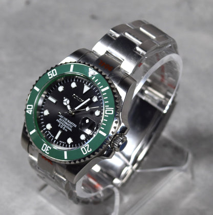 Seiko Custom Mod Watch Black Dial, Green Ceramic Bezel, Sapphire - Powered by NH35 Automatic Movement - Sunshine Custom Watch
