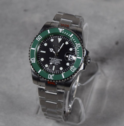 Seiko Custom Mod Watch Black Dial, Green Ceramic Bezel, Sapphire - Powered by NH35 Automatic Movement - Sunshine Custom Watch