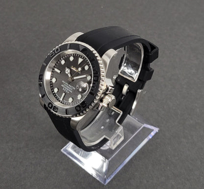 Seiko Custom Mod Watch, Black Yacht Style, Ceramic Bezel, Sapphire w/Cyclops- NH35A - 40mm Case - Sunshine Custom Watch