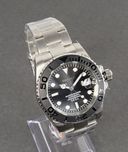 Seiko Custom Mod Watch, Black Yacht Style, Ceramic Bezel, Sapphire w/Cyclops- NH35A - 40mm Case - Sunshine Custom Watch