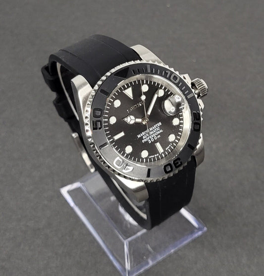 Seiko Custom Mod Watch, Black Yacht Style, Ceramic Bezel, Sapphire w/Cyclops- NH35A - 40mm Case - Sunshine Custom Watch