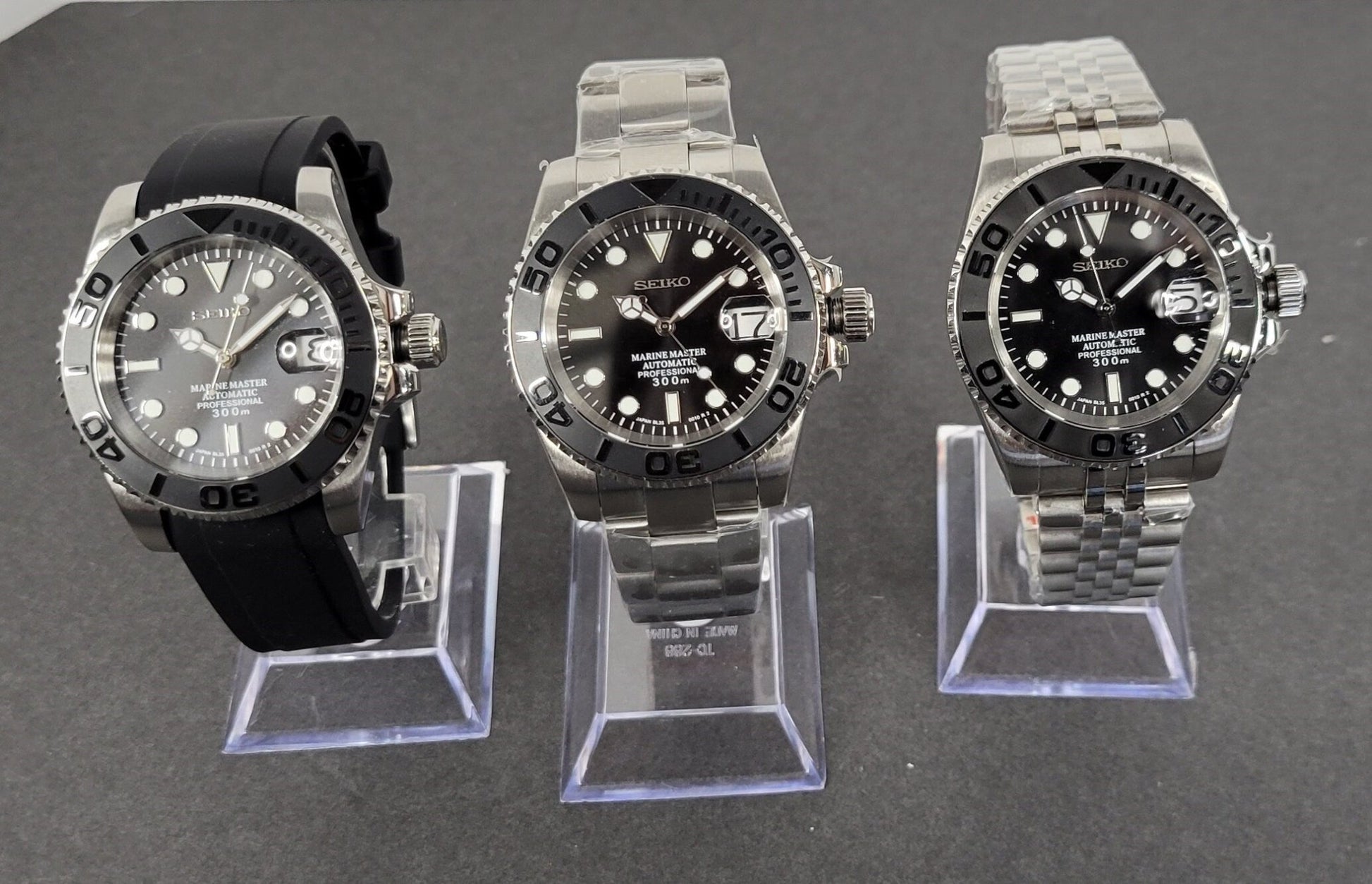 Seiko Custom Mod Watch, Black Yacht Style, Ceramic Bezel, Sapphire w/Cyclops- NH35A - 40mm Case - Sunshine Custom Watch