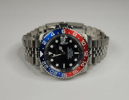 Seiko Custom Mod Watch Build - Black Dial with Blue/Red Ceramic Bezel powered by Seiko NH35 Automatic - Sunshine Custom Watch