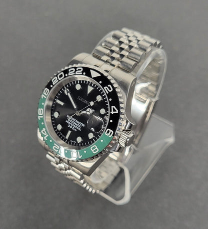 Seiko Custom Mod Watch Build - Black Dial with Sprite Ceramic Bezel powered by Seiko NH35 Automatic - Sunshine Custom Watch