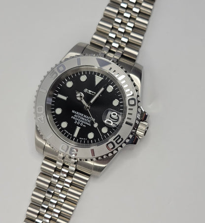 Seiko Custom Mod Watch - Black Dial with Silver Ceramic Bezel powered by NH35 Automatic Movement - Sunshine Custom Watch