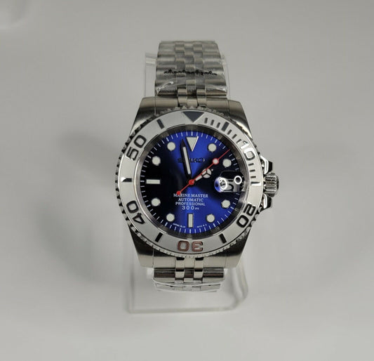 Seiko Custom Mod Watch Build - Blue Dial with Silver Ceramic Bezel powered by NH35 Automatic Movement - Sunshine Custom Watch