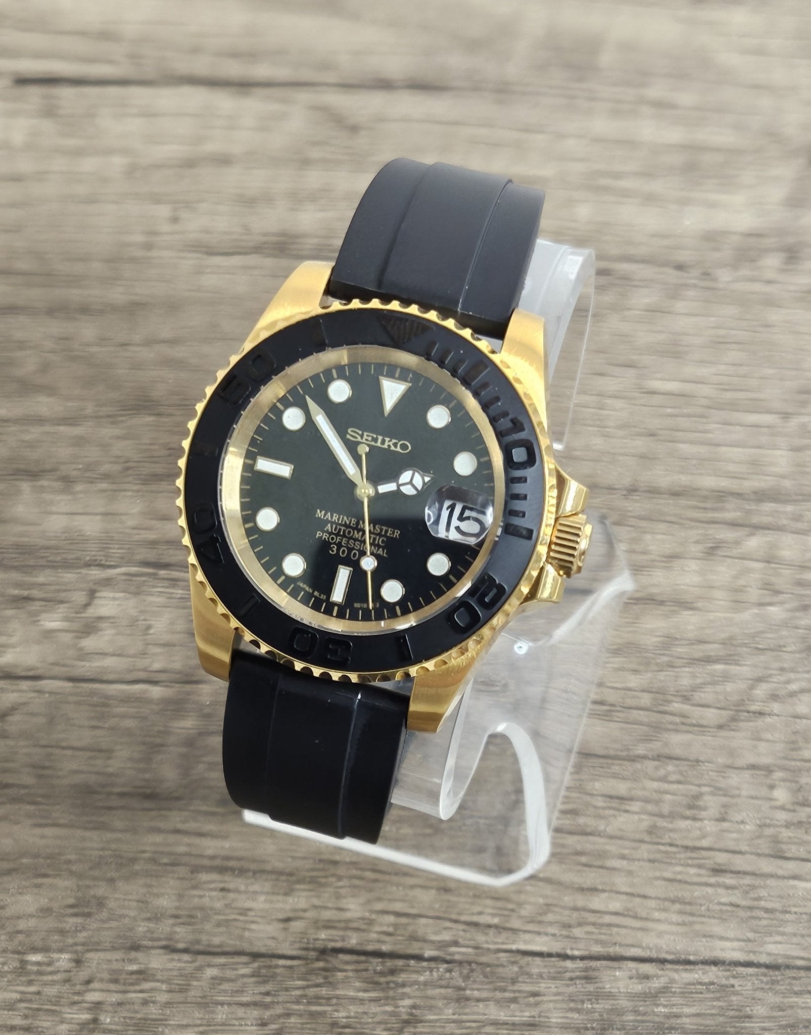 Seiko Custom Mod Watch, Gold - Yacht Master - Powered by NH35 Automatic Movement by Seiko - Sunshine Custom Watch