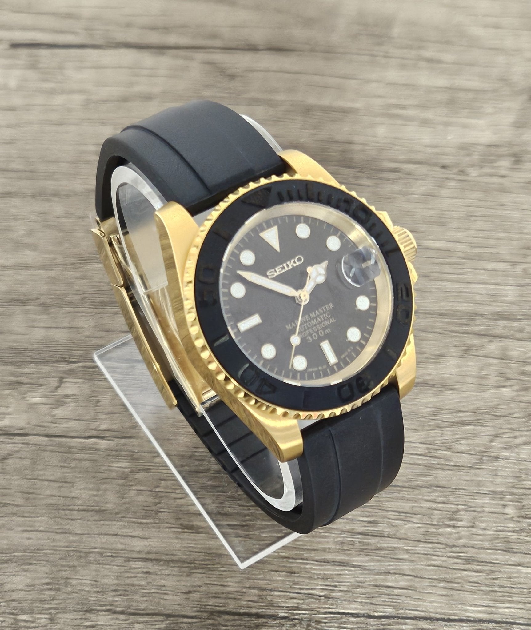 Seiko Custom Mod Watch, Gold - Yacht Master - Powered by NH35 Automatic Movement by Seiko - Sunshine Custom Watch