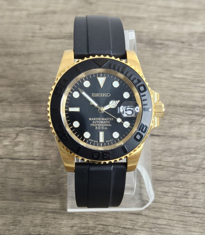 Seiko Custom Mod Watch, Gold - Yacht Master - Powered by NH35 Automatic Movement by Seiko - Sunshine Custom Watch