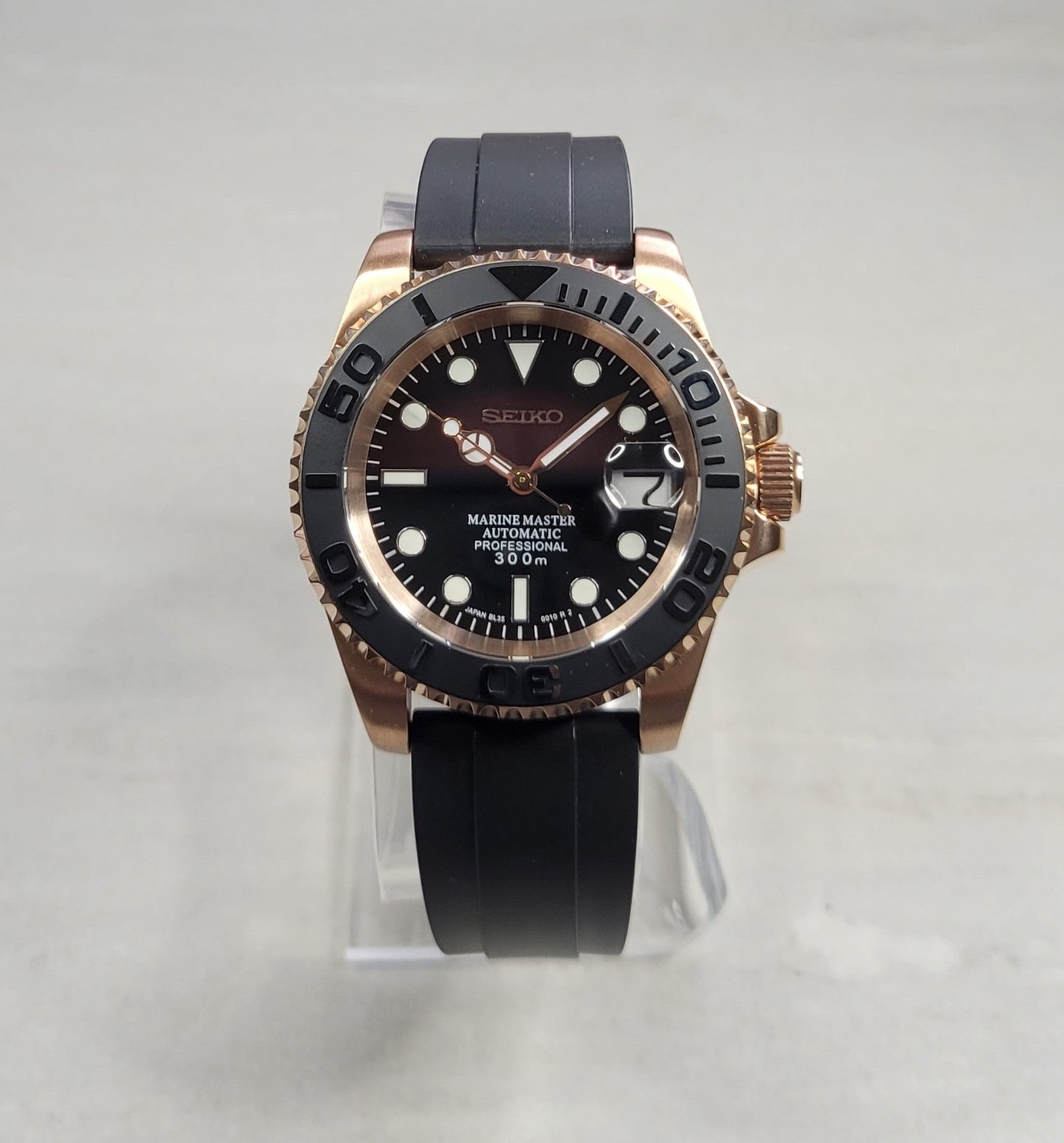 Seiko Custom Mod Watch, Rose Gold - Yacht Style- Powered by NH35 Automatic - Sunshine Custom Watch