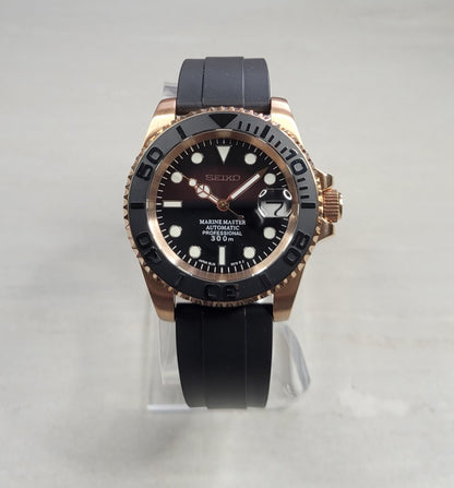 Seiko Custom Mod Watch, Rose Gold - Yacht Style- Powered by NH35 Automatic - Sunshine Custom Watch