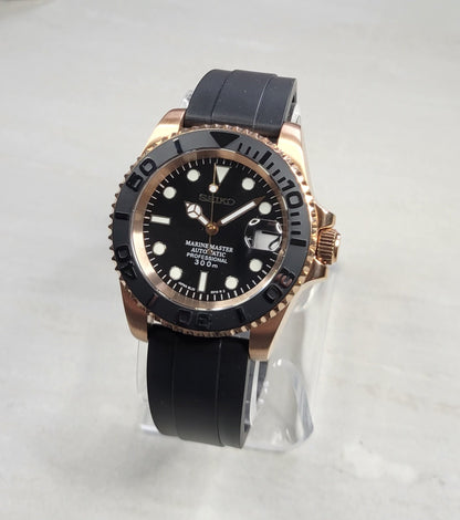 Seiko Custom Mod Watch, Rose Gold - Yacht Style- Powered by NH35 Automatic - Sunshine Custom Watch